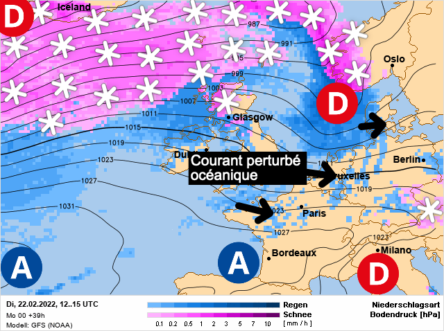 Carte météo Europe du 22/02/2022 à 1812