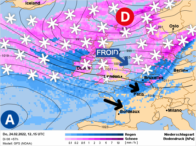 Carte météo Europe du 24/02/2022 à 1812