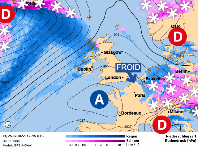 Carte météo Europe du 25/02/2022 à 1812