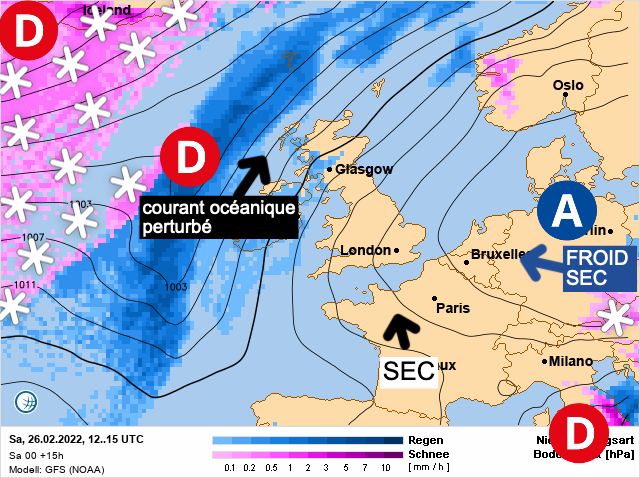 Carte météo Europe du 26/02/2022 à 1812