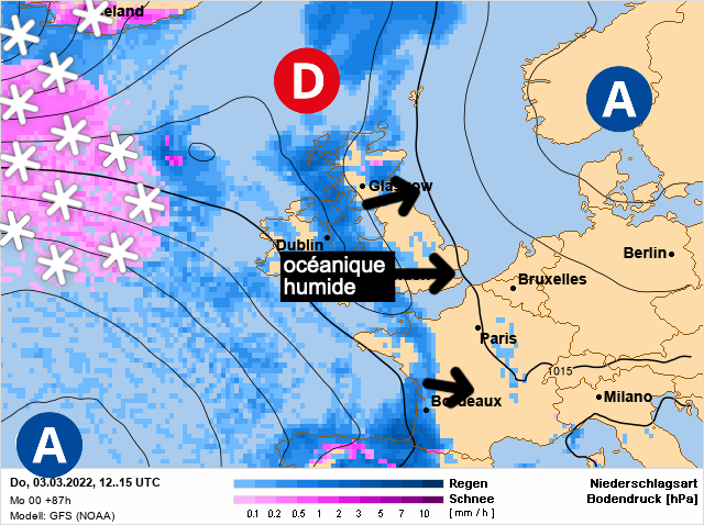 Carte météo Europe du 03/03/2022 à 1812