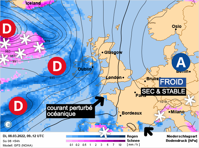 Carte météo Europe du 08/03/2022 à 1812
