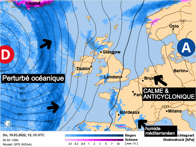 Carte météo Europe du 10/03/2022 à 1812