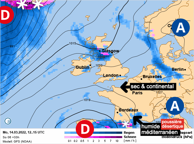Carte météo Europe du 14/03/2022 à 1812