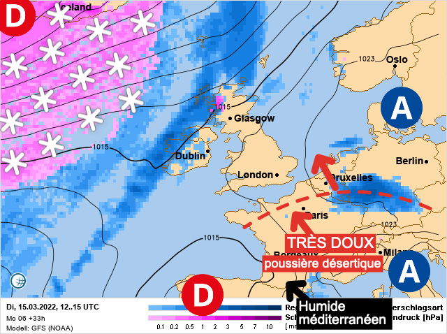 Carte météo Europe du 15/03/2022 à 1812