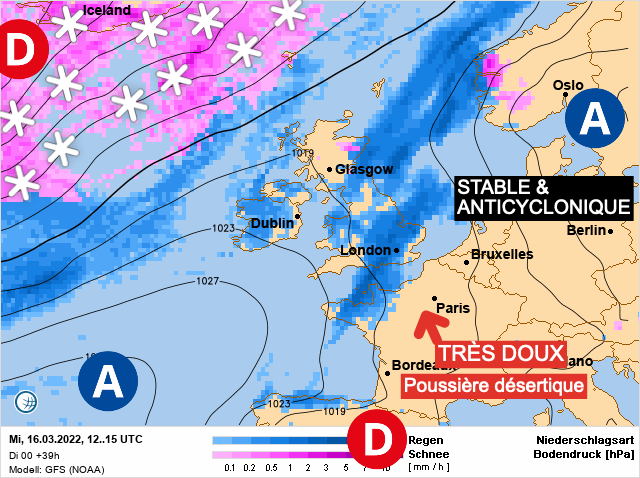 Carte météo Europe du 16/03/2022 à 1812