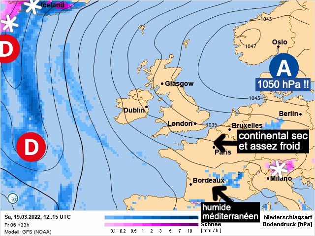 Carte météo Europe du 19/03/2022 à 1812