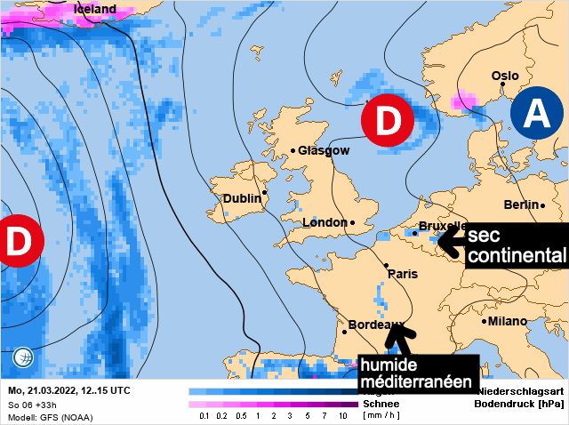 Carte météo Europe du 21/03/2022 à 1812