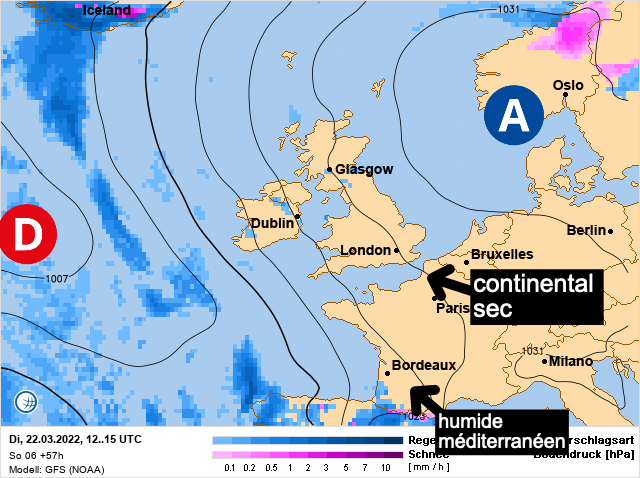 Carte météo Europe du 22/03/2022 à 1812