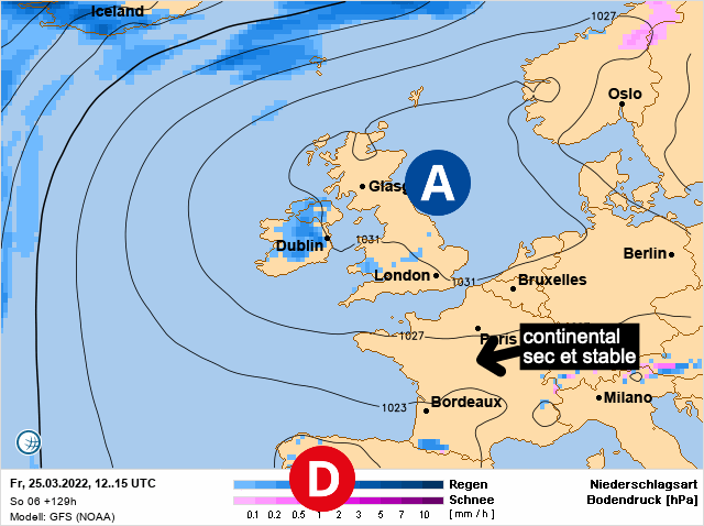 Carte météo Europe du 25/03/2022 à 1812