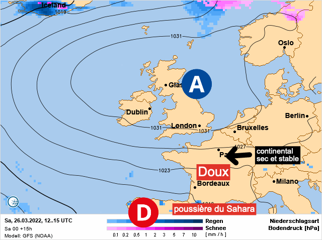 Carte météo Europe du 26/03/2022 à 1812