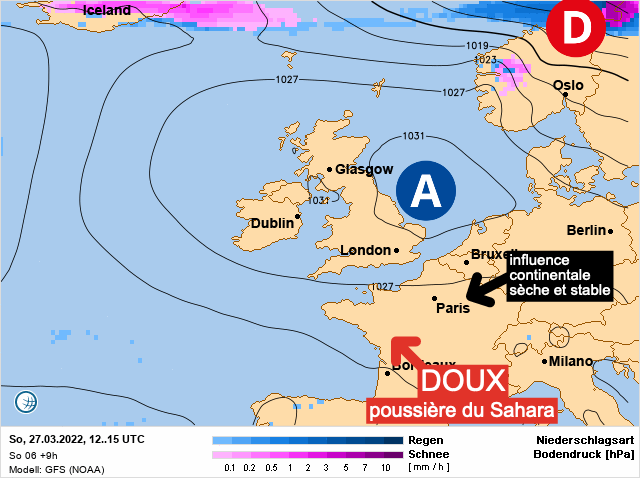Carte météo Europe du 27/03/2022 à 1812