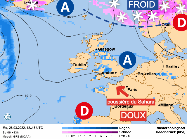 Carte météo Europe du 28/03/2022 à 1812
