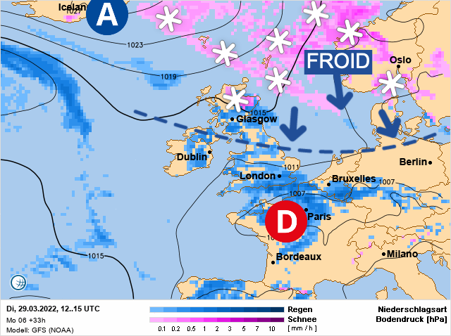 Carte météo Europe du 29/03/2022 à 1812