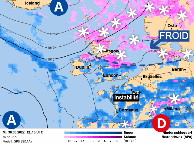 Carte météo Europe du 30/03/2022 à 1812