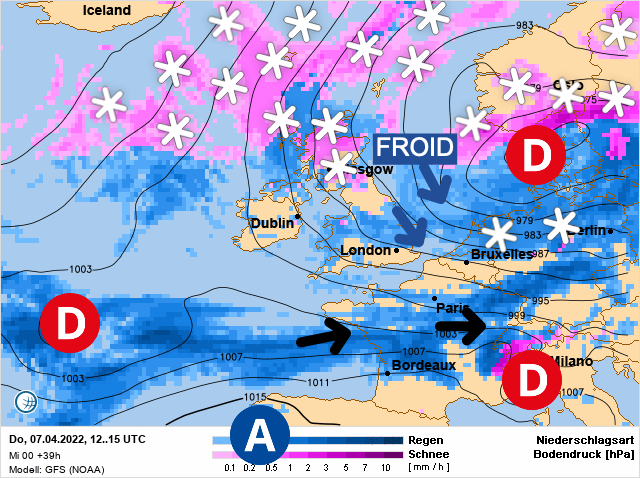 Carte météo Europe du 07/04/2022 à 1812
