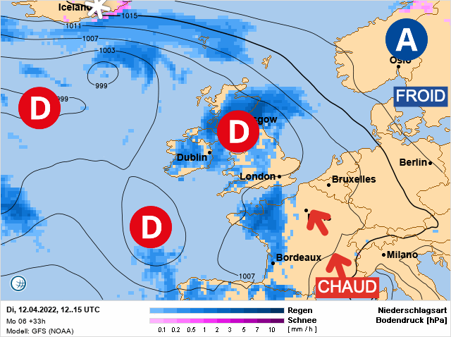 Carte météo Europe du 12/04/2022 à 1812