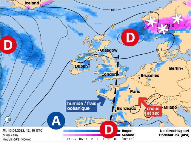Carte météo Europe du 13/04/2022 à 1812