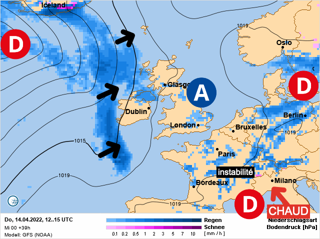 Carte météo Europe du 14/04/2022 à 1812