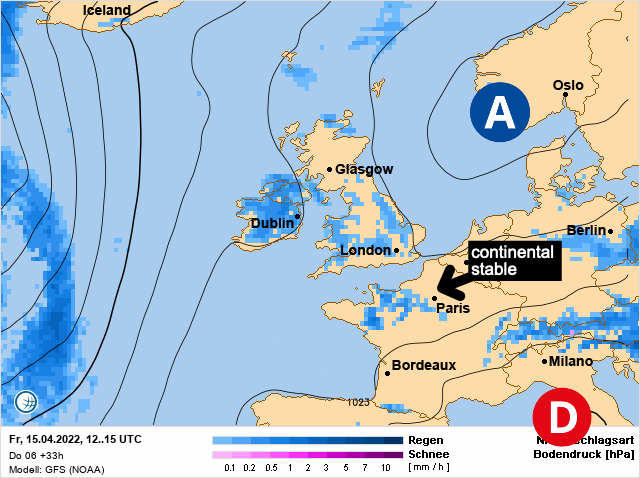 Carte météo Europe du 15/04/2022 à 1812