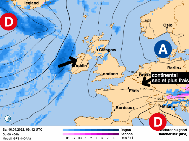 Carte météo Europe du 16/04/2022 à 1812