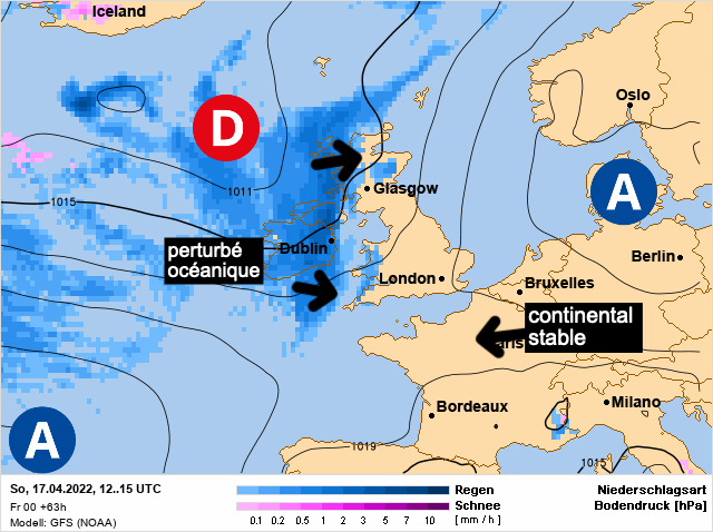Carte météo Europe du 17/04/2022 à 1812