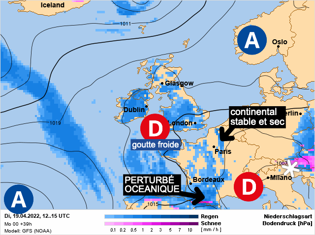 Carte météo Europe du 19/04/2022 à 1812