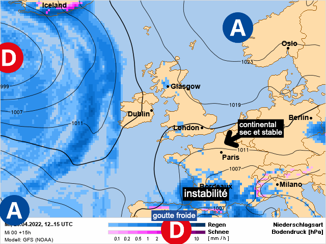 Carte météo Europe du 20/04/2022 à 1812