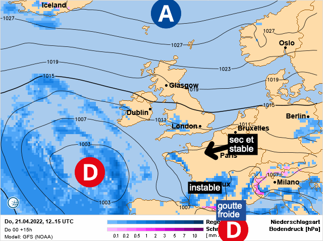 Carte météo Europe du 21/04/2022 à 1812