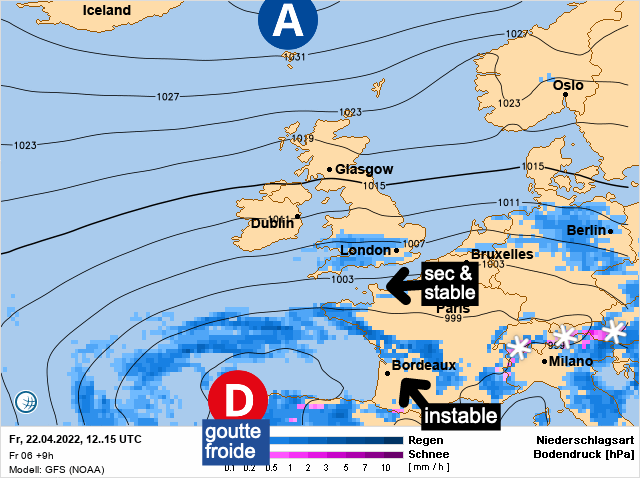 Carte météo Europe du 22/04/2022 à 1812