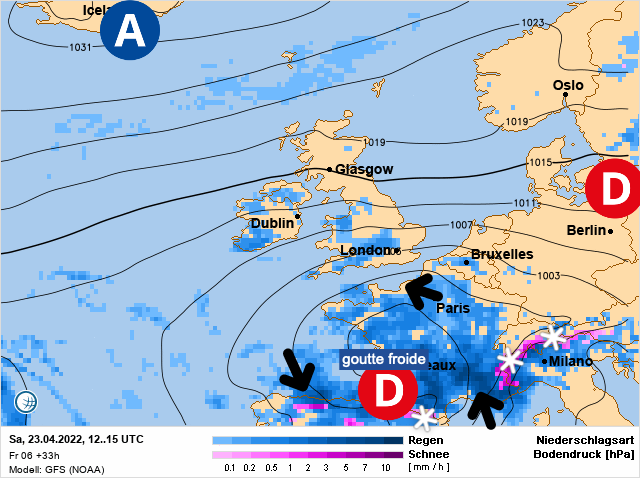 Carte météo Europe du 23/04/2022 à 1812