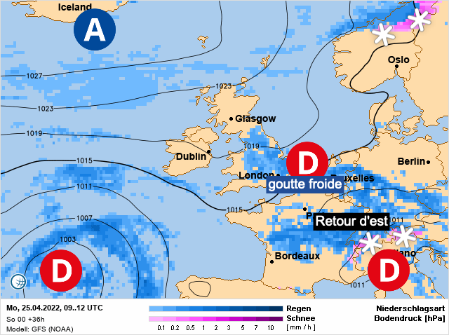 Carte météo Europe du 25/04/2022 à 1812