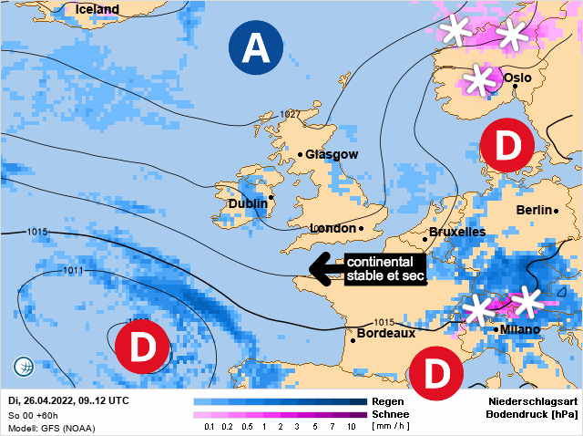 Carte météo Europe du 26/04/2022 à 1812