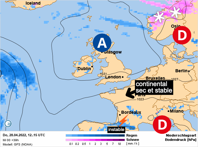 Carte météo Europe du 28/04/2022 à 1812