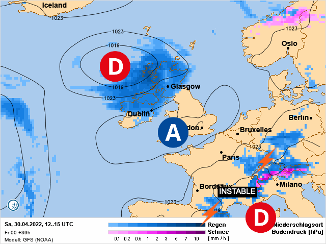 Carte météo Europe du 30/04/2022 à 1812