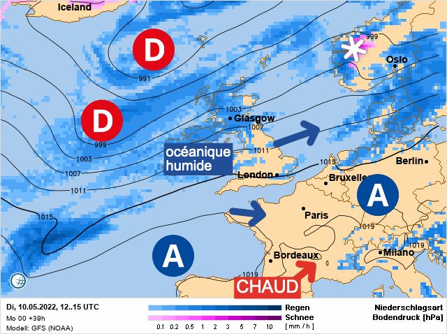 Carte météo Europe du 10/05/2022 à 1812