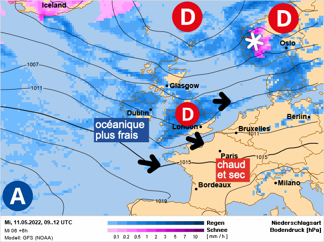 Carte météo Europe du 11/05/2022 à 1812