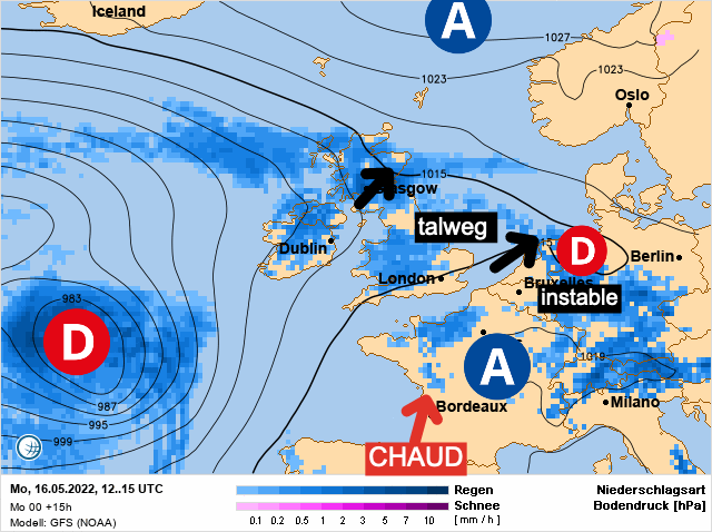 Carte météo Europe du 16/05/2022 à 1812