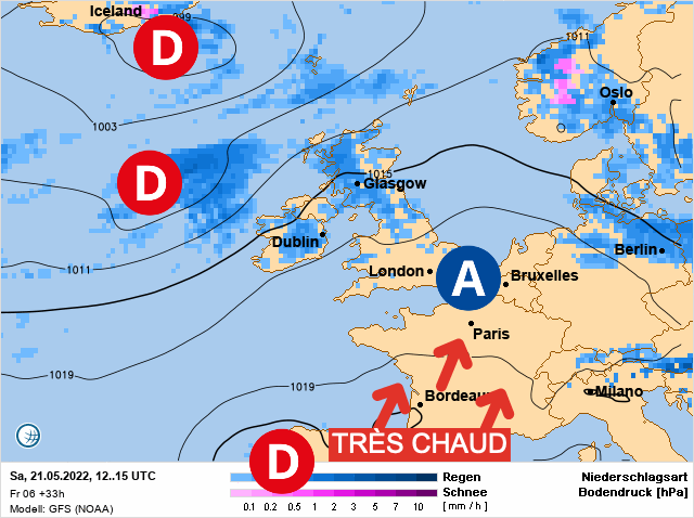 Carte météo Europe du 21/05/2022 à 1812