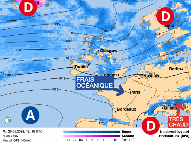 Carte météo Europe du 25/05/2022 à 1812
