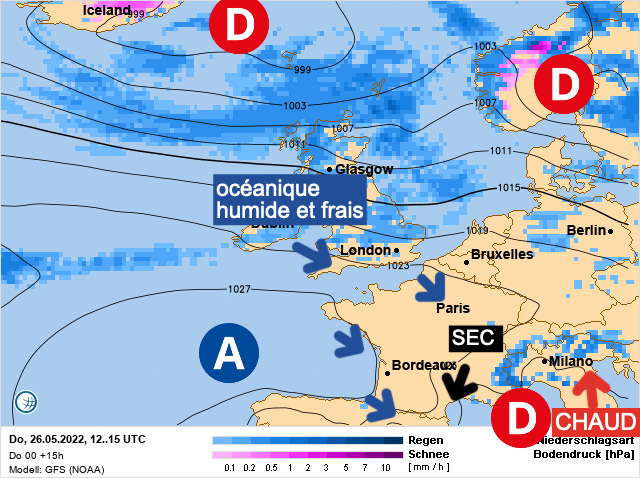 Carte météo Europe du 26/05/2022 à 1812
