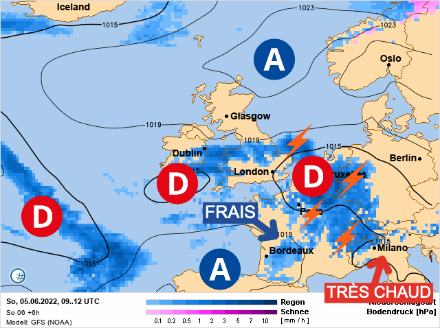 Carte météo Europe du 05/06/2022 à 1812