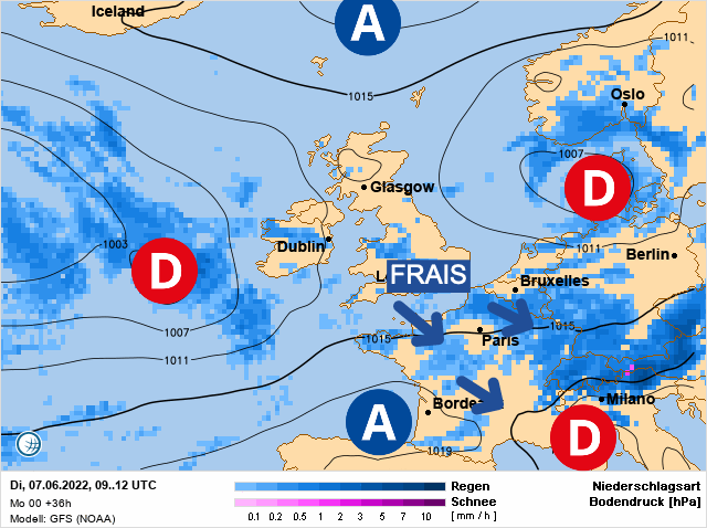 Carte météo Europe du 07/06/2022 à 1812