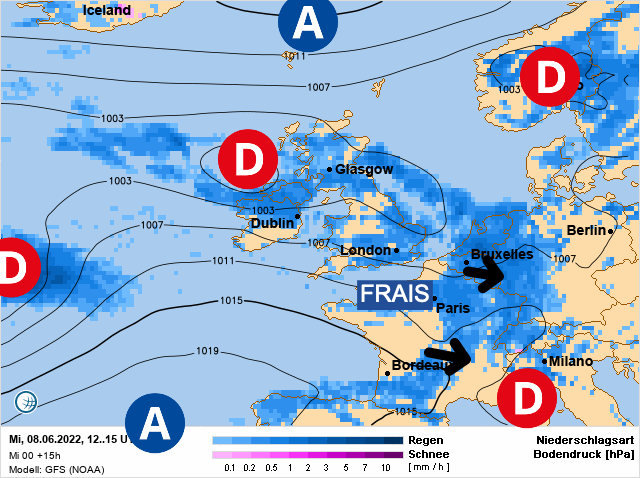 Carte météo Europe du 08/06/2022 à 1812