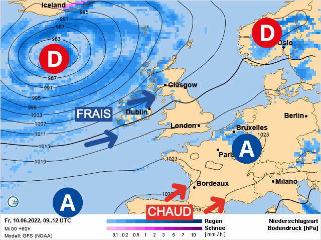Carte météo Europe du 10/06/2022 à 1812