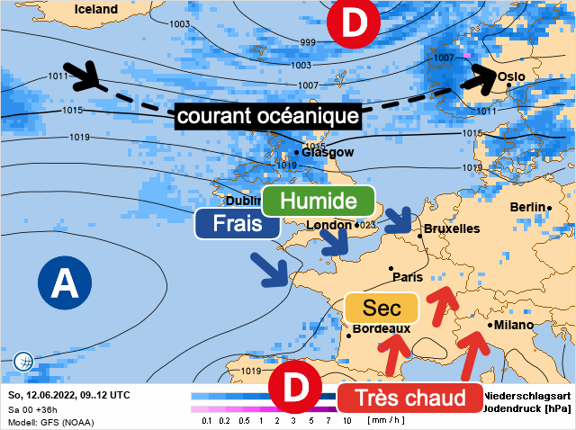 Carte météo Europe du 12/06/2022 à 1812