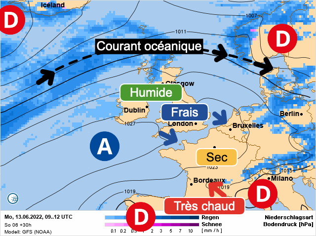 Carte météo Europe du 13/06/2022 à 1812