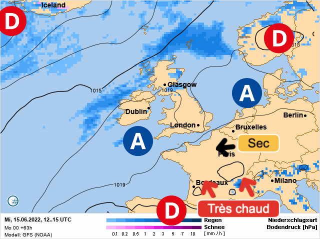 Carte météo Europe du 15/06/2022 à 1812