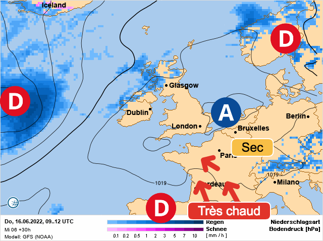 Carte météo Europe du 16/06/2022 à 1812