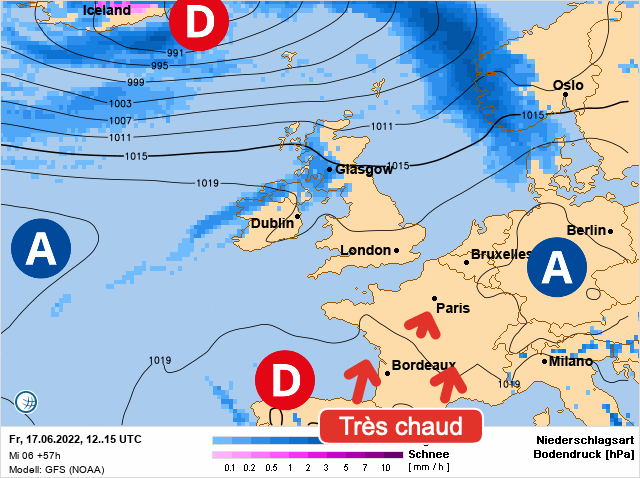 Carte météo Europe du 17/06/2022 à 1812